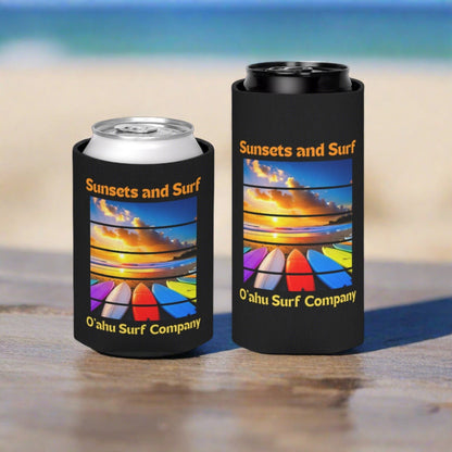 Sunsets and Surf Black Can Koozie Oahu Hawaii - O'ahu Surf Company