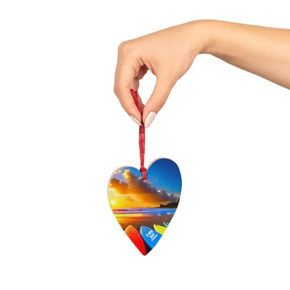 Surfboards at Sunset Wooden Christmas Tree Ornament - O'ahu Surf Company