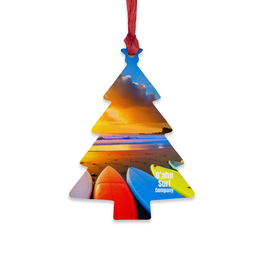 Surfboards at Sunset Wooden Christmas Tree Ornament - O'ahu Surf Company