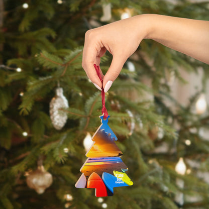 Surfboards at Sunset Wooden Christmas Tree Ornament - O'ahu Surf Company