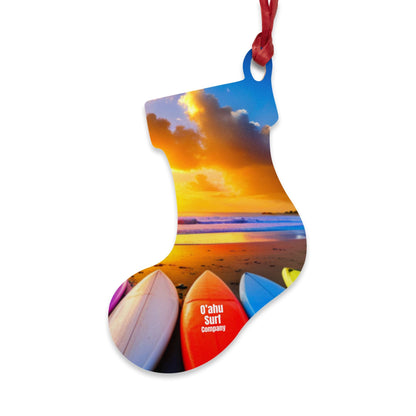 Surfboards at Sunset Wooden Christmas Tree Ornament - O'ahu Surf Company