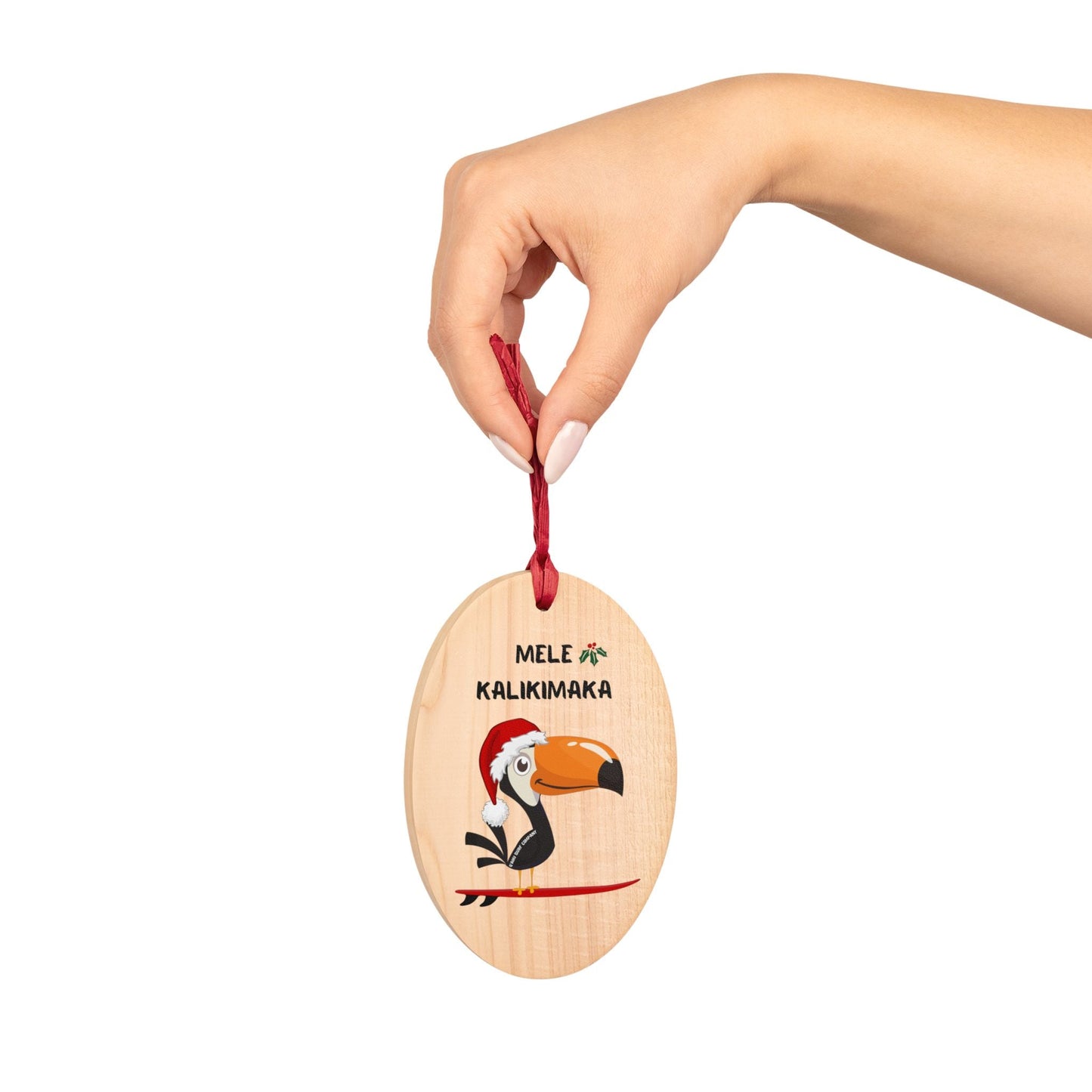 Surfing Toucan Christmas Tree Ornament - Solid Wood - O'ahu Surf Company