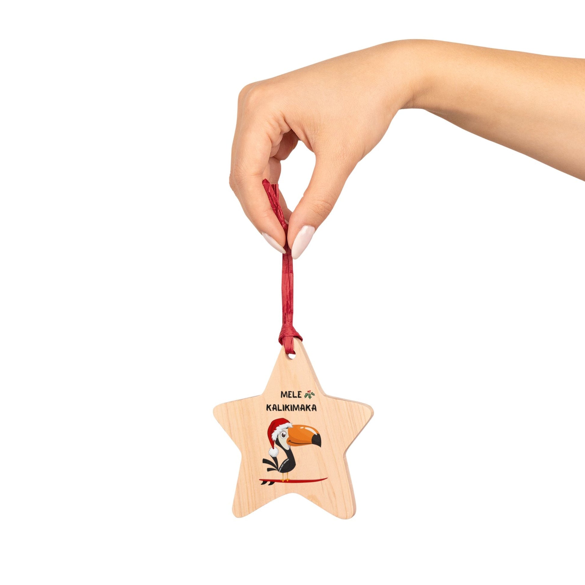 Surfing Toucan Christmas Tree Ornament - Solid Wood - O'ahu Surf Company