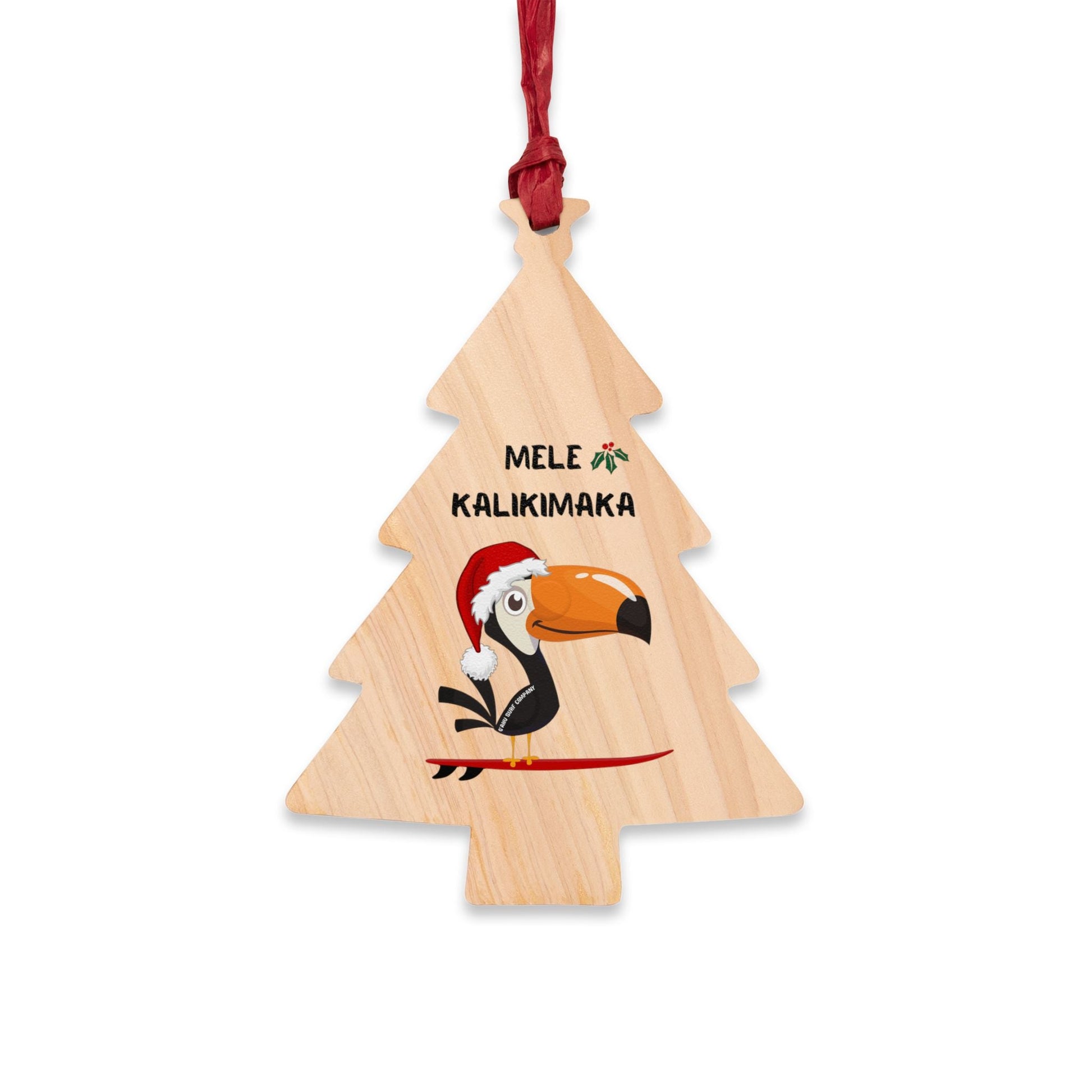 Surfing Toucan Christmas Tree Ornament - Solid Wood - O'ahu Surf Company