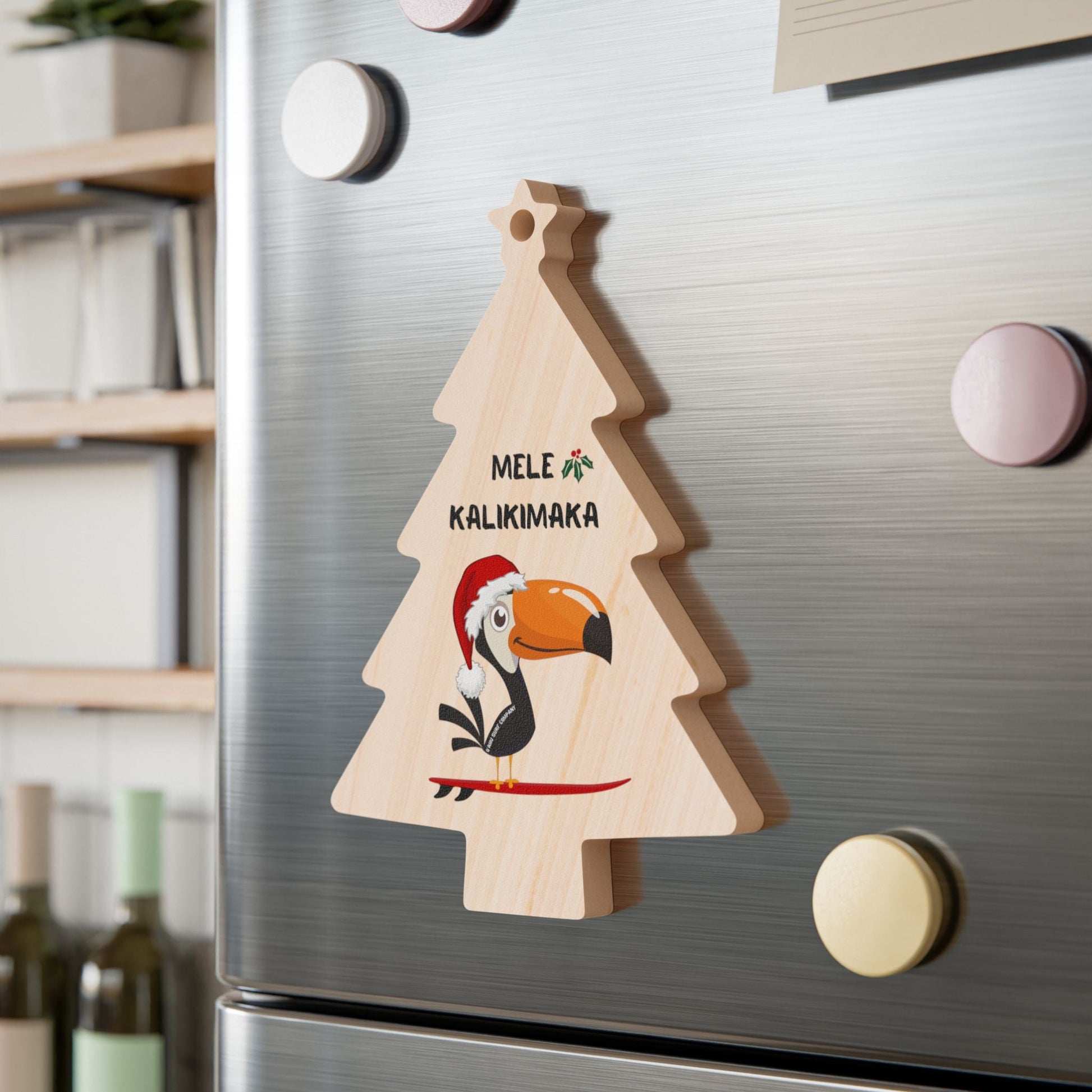 Surfing Toucan Christmas Tree Ornament - Solid Wood - O'ahu Surf Company