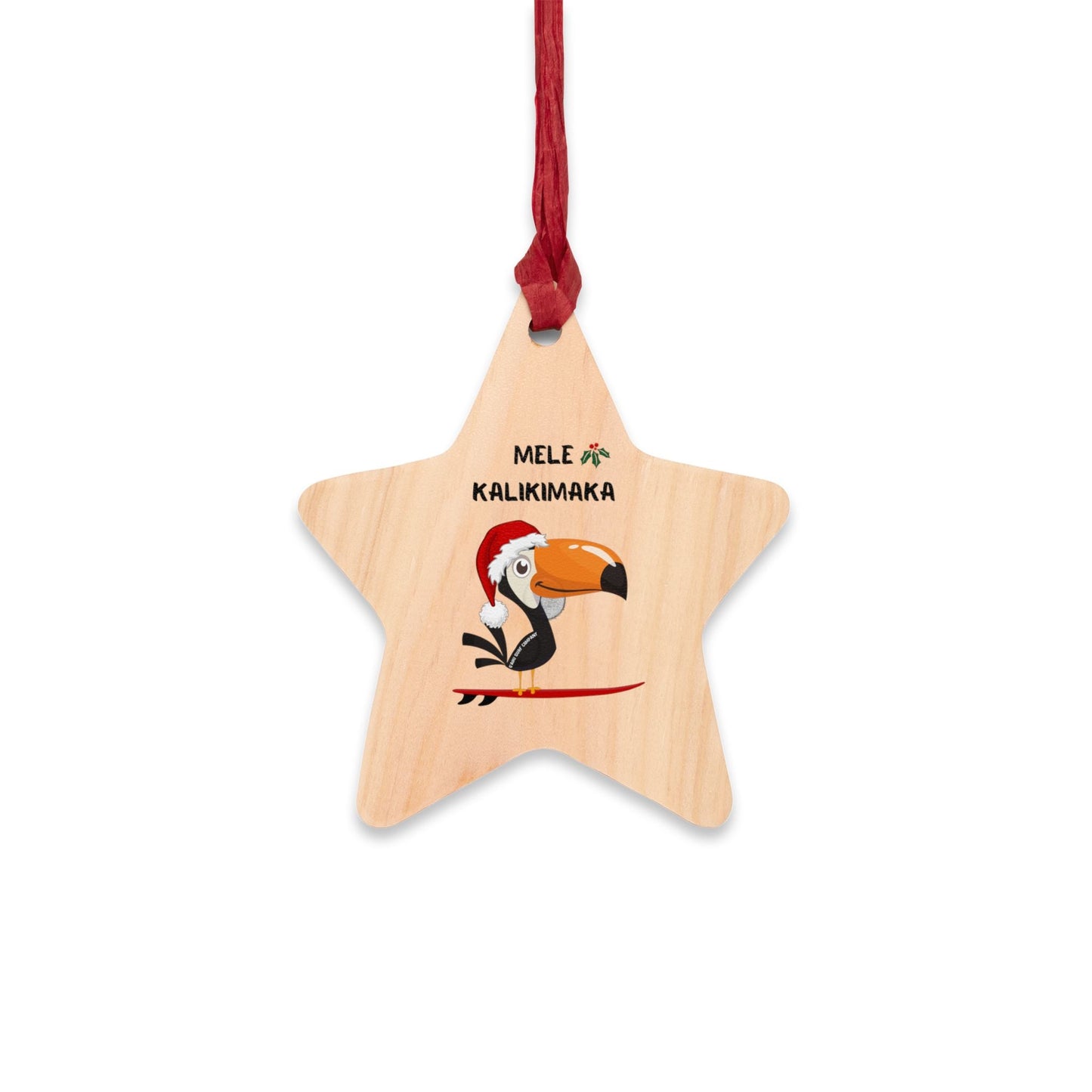 Surfing Toucan Christmas Tree Ornament - Solid Wood - O'ahu Surf Company