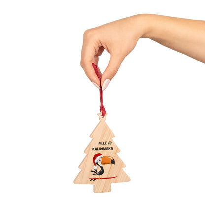 Surfing Toucan Christmas Tree Ornament - Solid Wood - O'ahu Surf Company