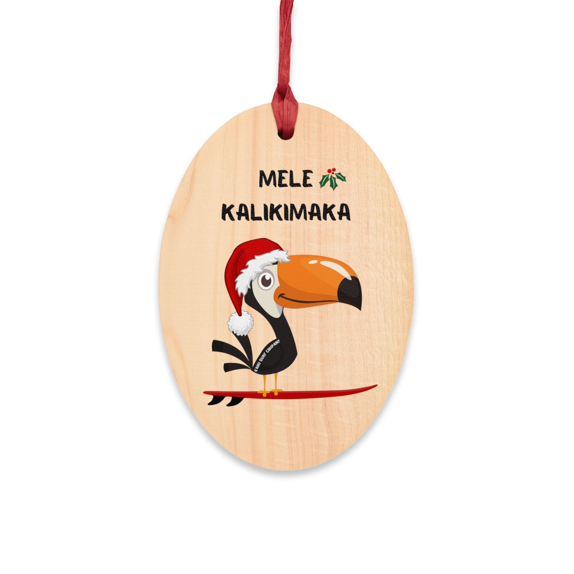 Surfing Toucan Christmas Tree Ornament - Solid Wood - O'ahu Surf Company