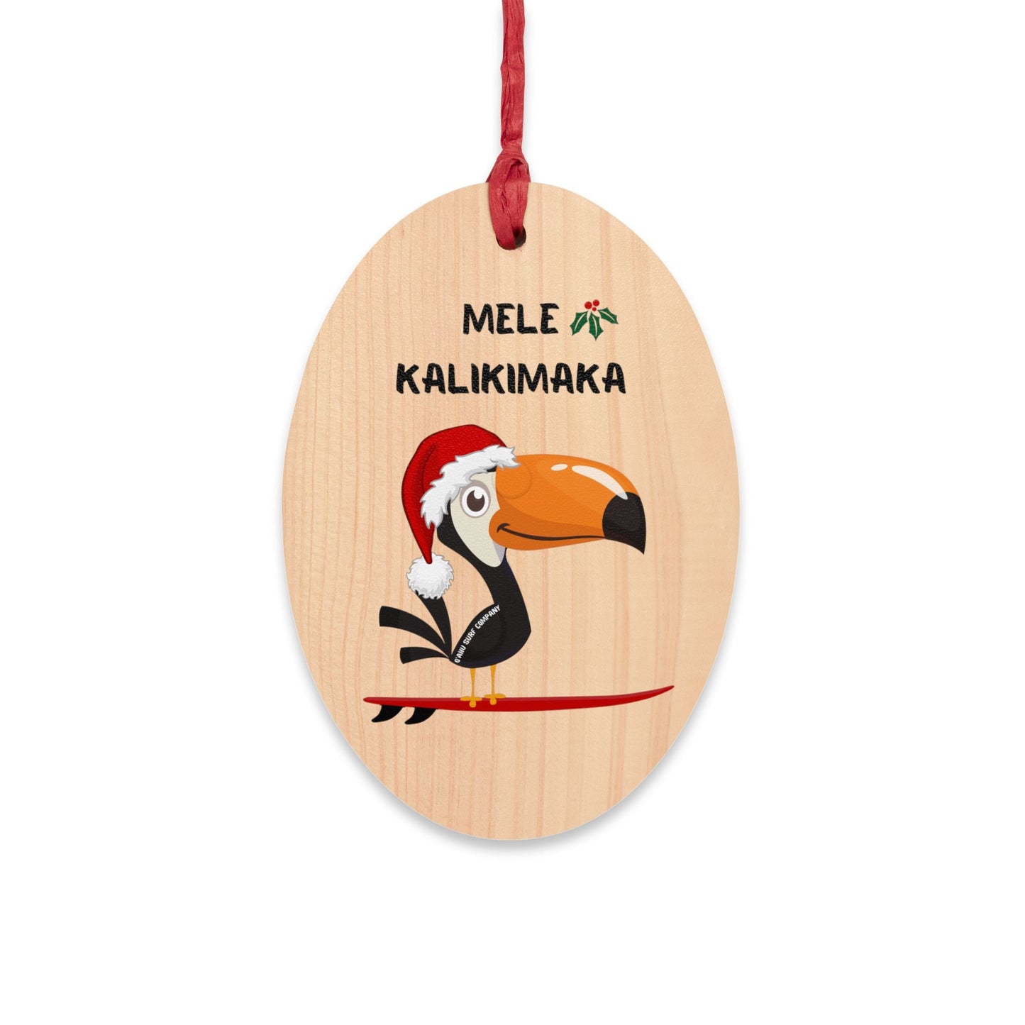 Surfing Toucan Christmas Tree Ornament - Solid Wood - O'ahu Surf Company