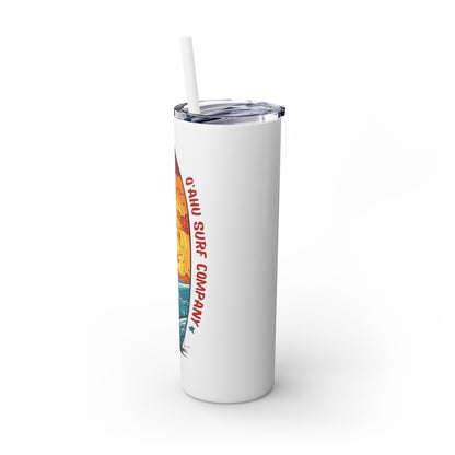 Tropical Beach Surfboard Skinny Tumbler with Straw 20oz - O'ahu Surf Company