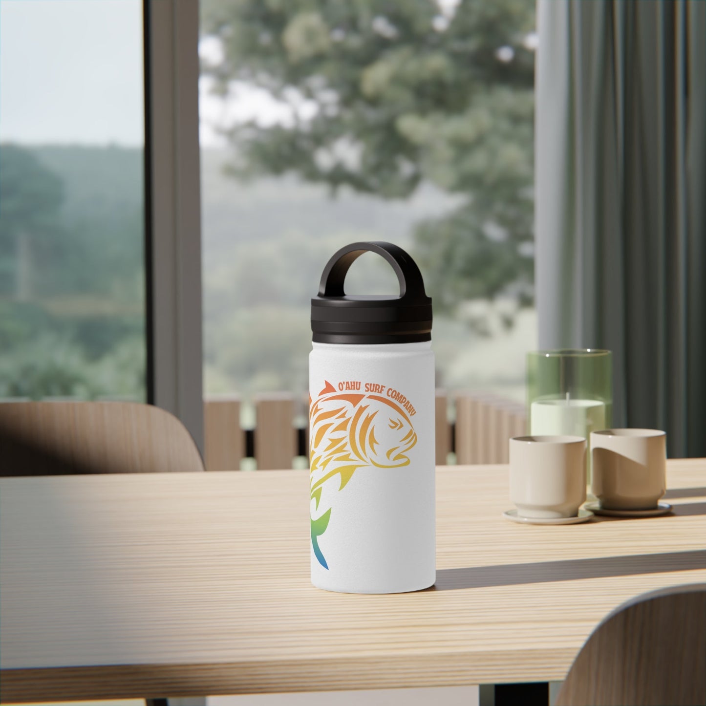 Ulua Hawaii Fish Stainless Steel Water Bottle with Handle Lid, Available in 12oz, 18oz, 32oz - O'ahu Surf Company