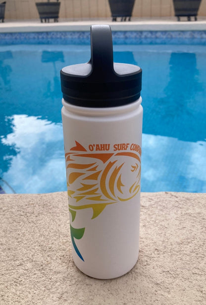 Ulua Hawaii Fish Stainless Steel Water Bottle with Handle Lid, Available in 12oz, 18oz, 32oz - O'ahu Surf Company