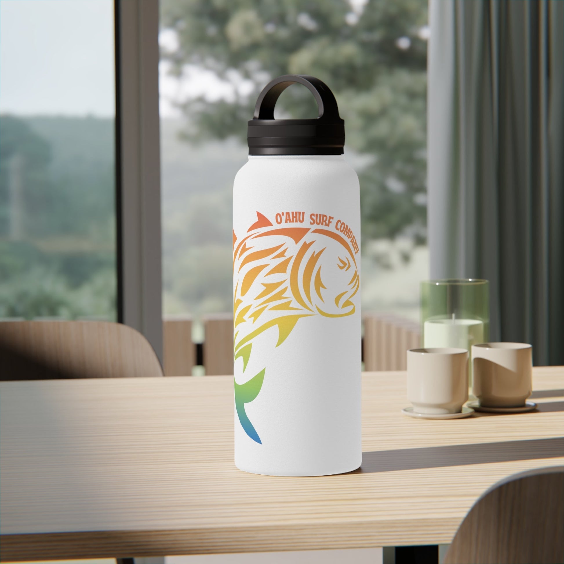 Ulua Hawaii Fish Stainless Steel Water Bottle with Handle Lid, Available in 12oz, 18oz, 32oz - O'ahu Surf Company