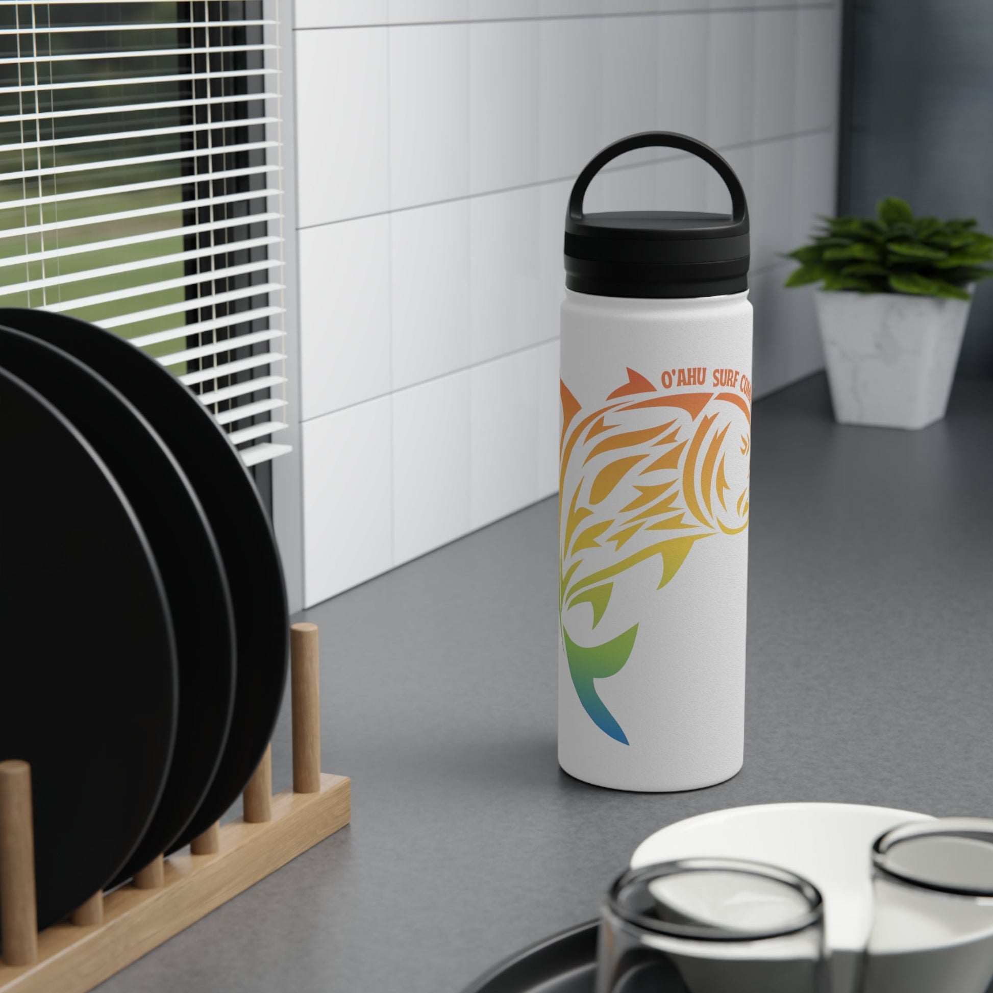 Ulua Hawaii Fish Stainless Steel Water Bottle with Handle Lid, Available in 12oz, 18oz, 32oz - O'ahu Surf Company