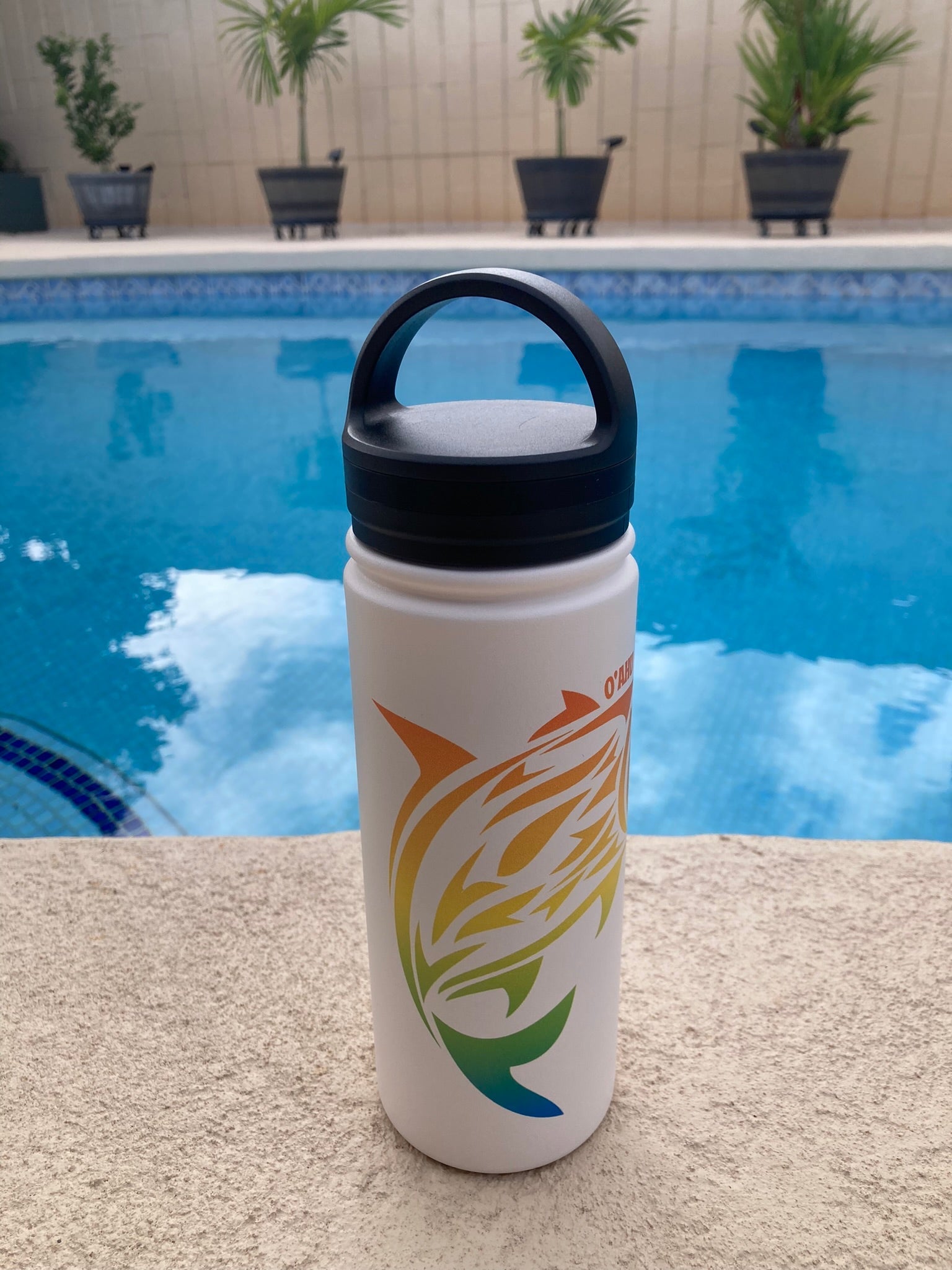 Ulua Hawaii Fish Stainless Steel Water Bottle with Handle Lid, Available in 12oz, 18oz, 32oz - O'ahu Surf Company