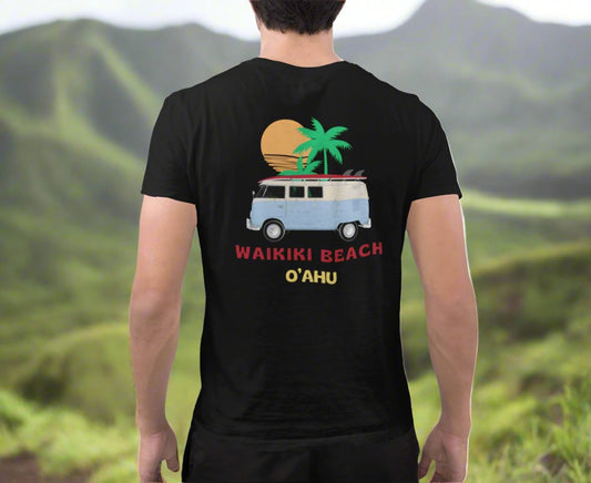 Waikiki Beach Oahu Hawaii Surf Bus V - Neck T-Shirt - O'ahu Surf Company