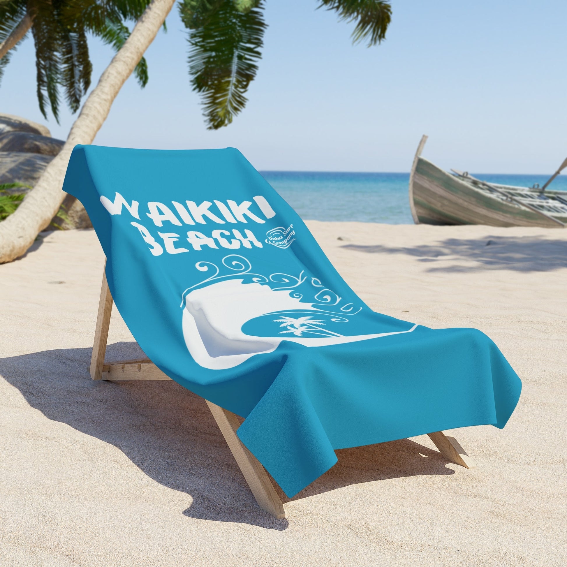 Waikiki Beach Towel Turquoise Oahu Surf Company Hawaii - O'ahu Surf Company