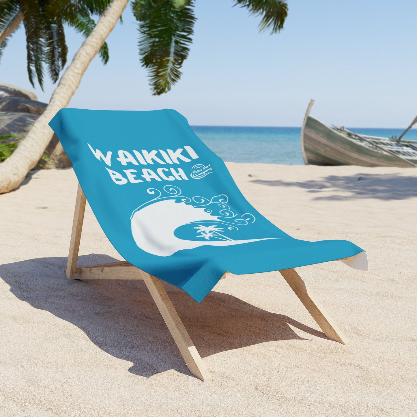 Waikiki Beach Towel Turquoise Oahu Surf Company Hawaii - O'ahu Surf Company