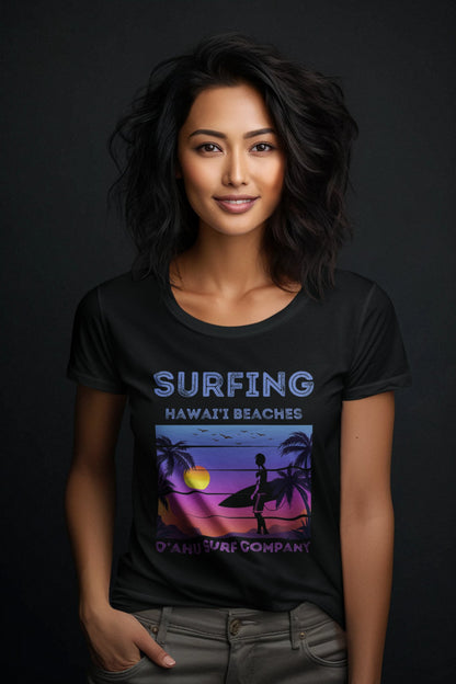 Women's Surfing Hawaii Beaches T-Shirt - O'ahu Surf Company