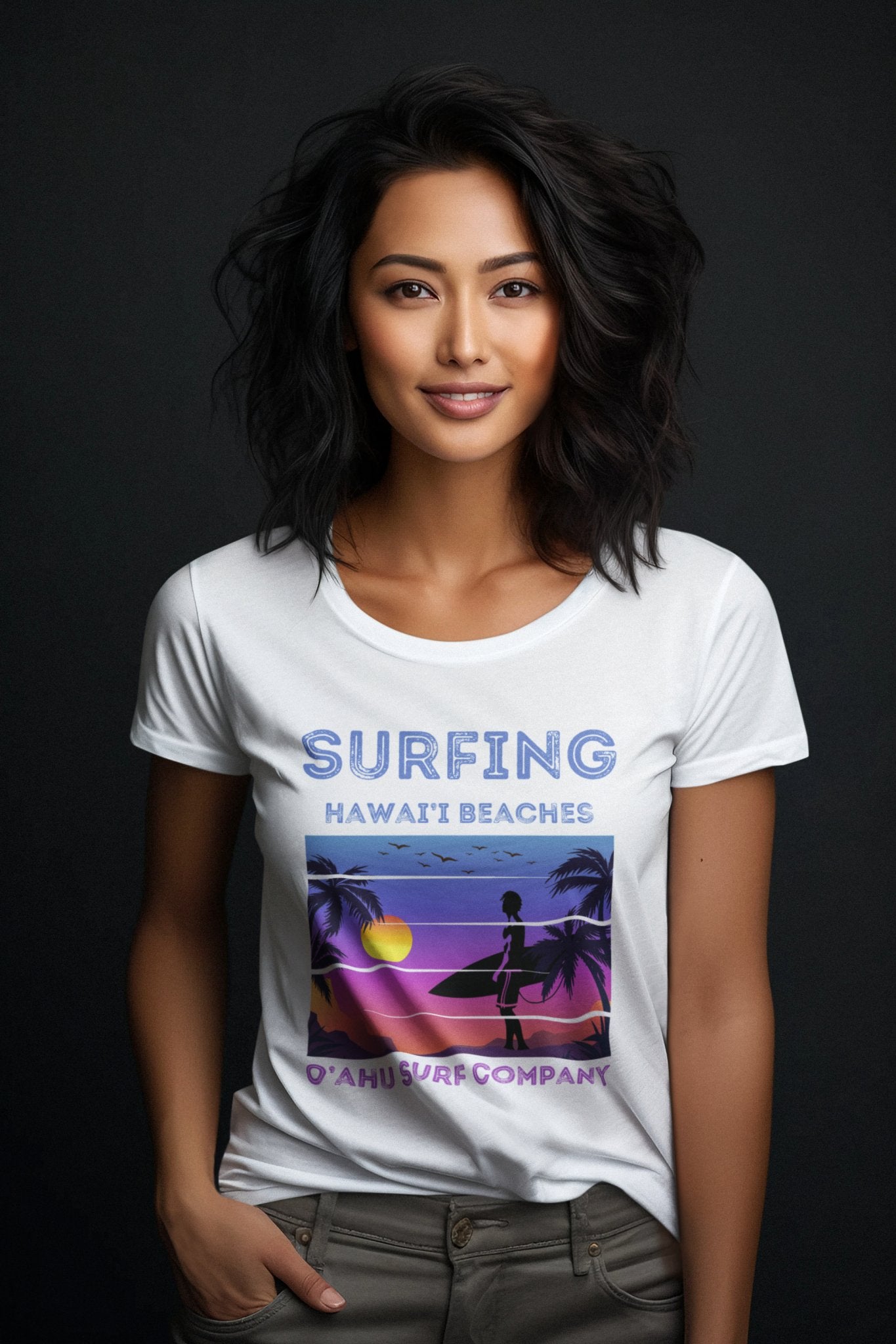 Women's Surfing Hawaii Beaches T-Shirt - O'ahu Surf Company