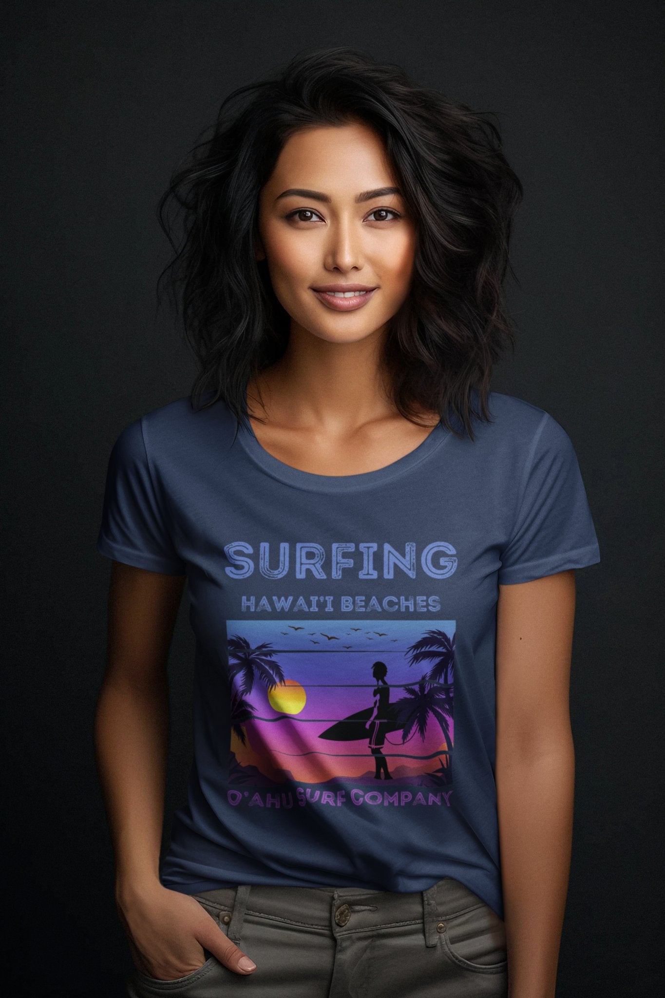 Women's Surfing Hawaii Beaches T-Shirt - O'ahu Surf Company