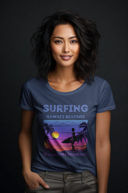 Women's Surfing Hawaii Beaches T-Shirt - O'ahu Surf Company