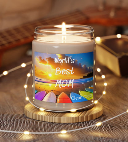 World's Best Mom Beach Surfboards Scented Candle, 9oz - O'ahu Surf Company