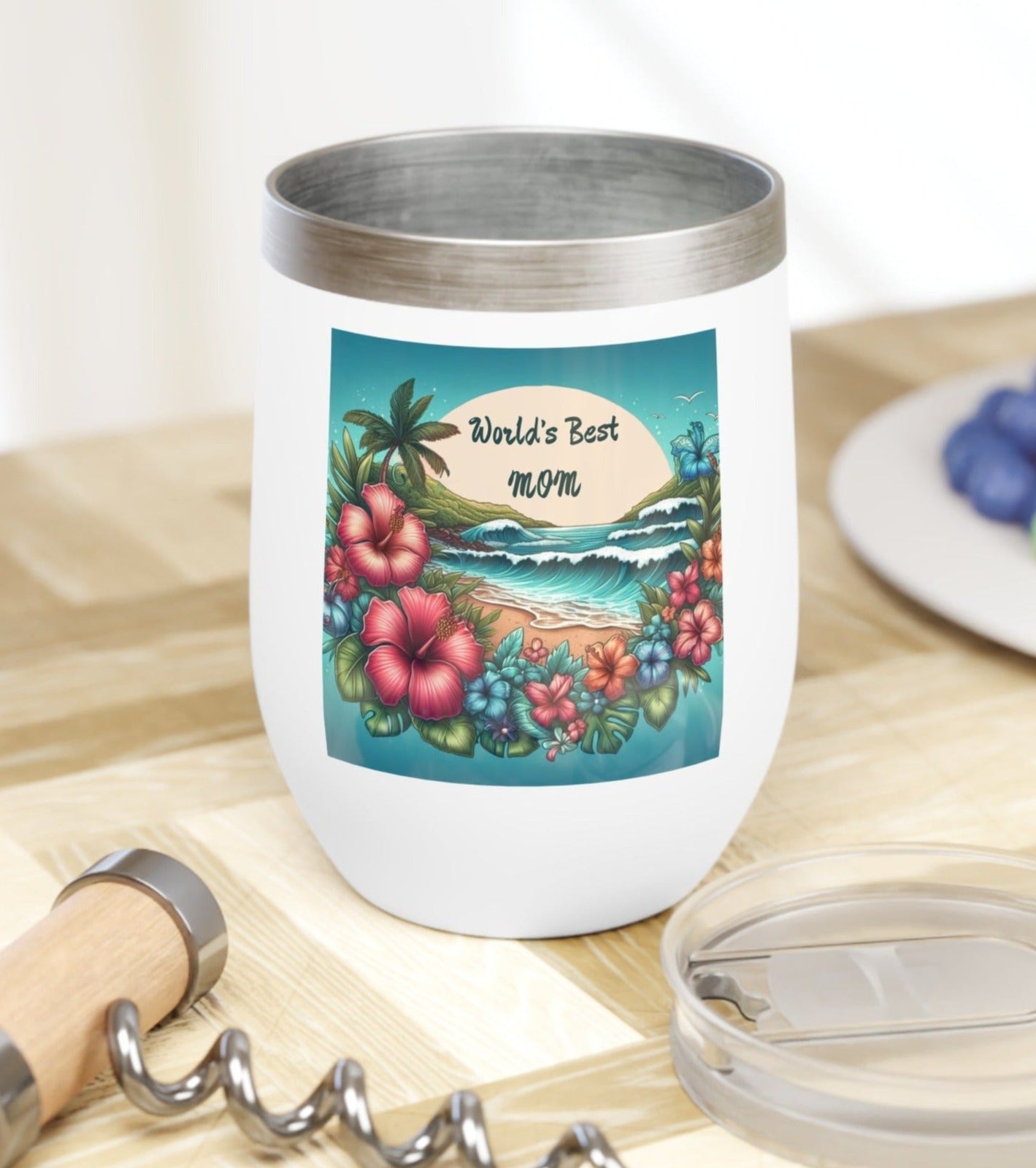 World's Best Mom Tropical Island Wine Tumbler - O'ahu Surf Company