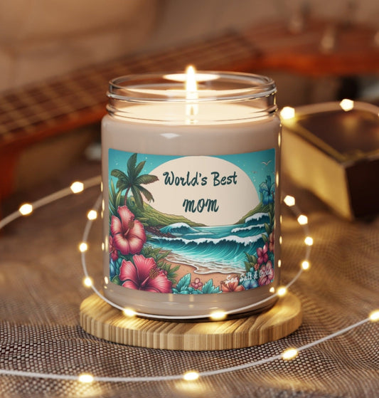 Worlds Best Mom Tropical Ocean Scented Candle, 9oz - O'ahu Surf Company