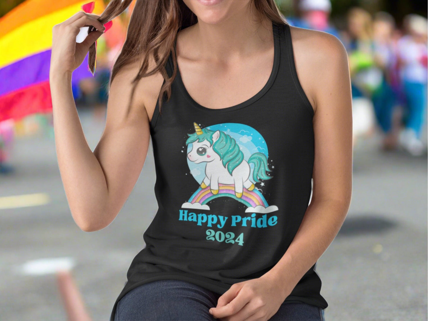 Happy Pride Flowy Racerback Women's Tank - O'ahu Surf Company