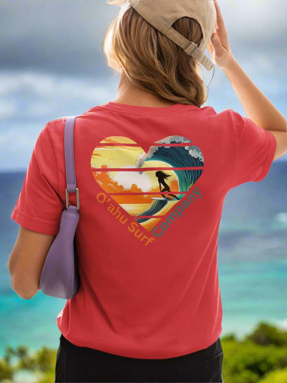 Hawaii Surfer Girl Heart Surf T-shirt - O'ahu Surf Company