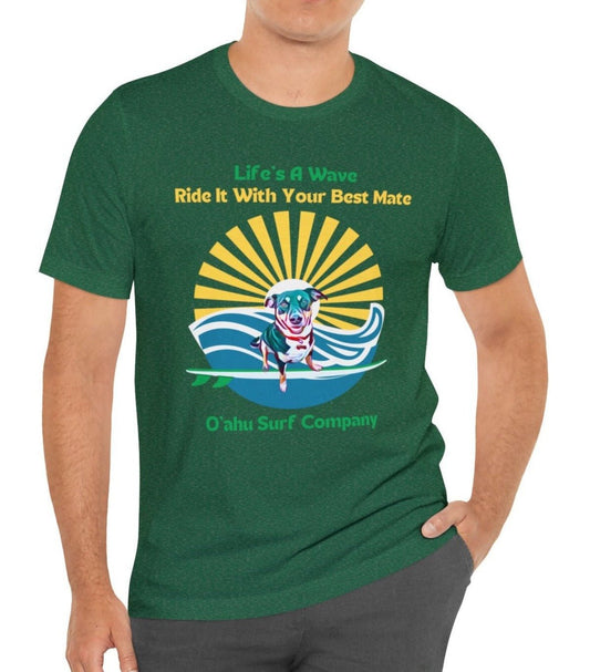 Life's a Wave Surfing Dog T-Shirt - O'ahu Surf Company