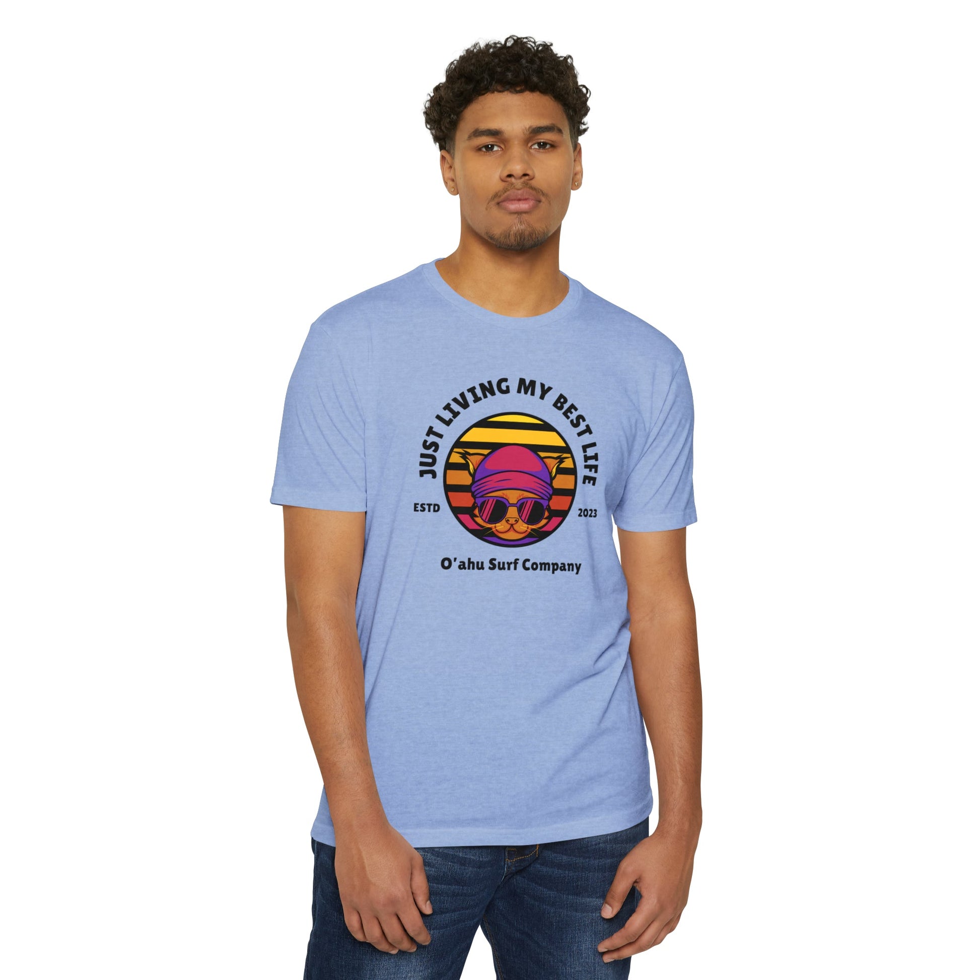 Living My Best Life Cool Cat T-shirt - O'ahu Surf Company