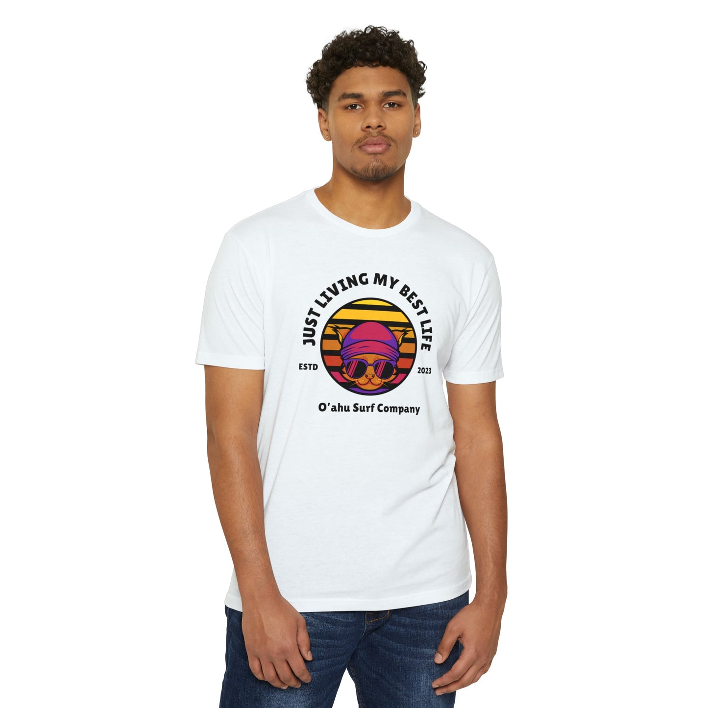 Living My Best Life Cool Cat T-shirt - O'ahu Surf Company