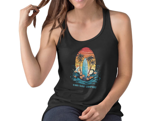 Oahu Hawaii Tropical Surf Flowy Racerback Women's Tank - O'ahu Surf Company