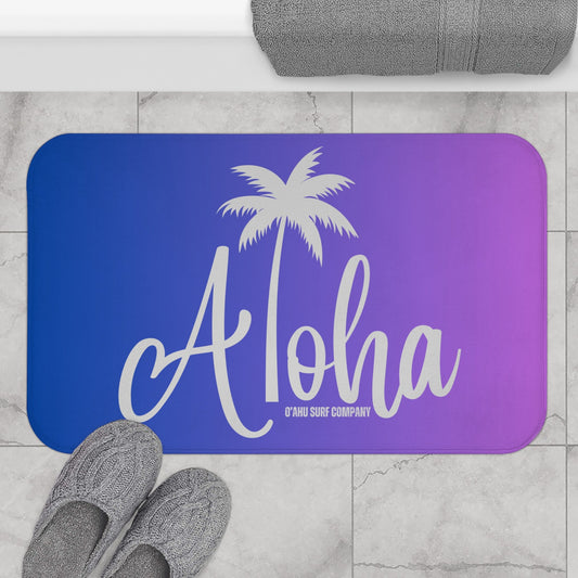 O'ahu Surf Company Aloha Bath Mat - Blue and Purple - O'ahu Surf Company