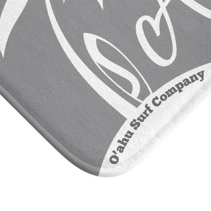 O'ahu Surf Company Aloha Bath Mat - Grey and White - O'ahu Surf Company