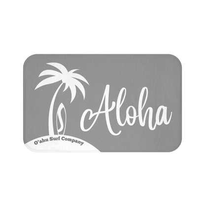 O'ahu Surf Company Aloha Bath Mat - Grey and White - O'ahu Surf Company