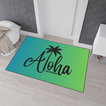 O'ahu Surf Company Aloha Heavy Duty Floor Mat - Blue and Green. Floor Mats. . Features Aloha tropical island vibe.