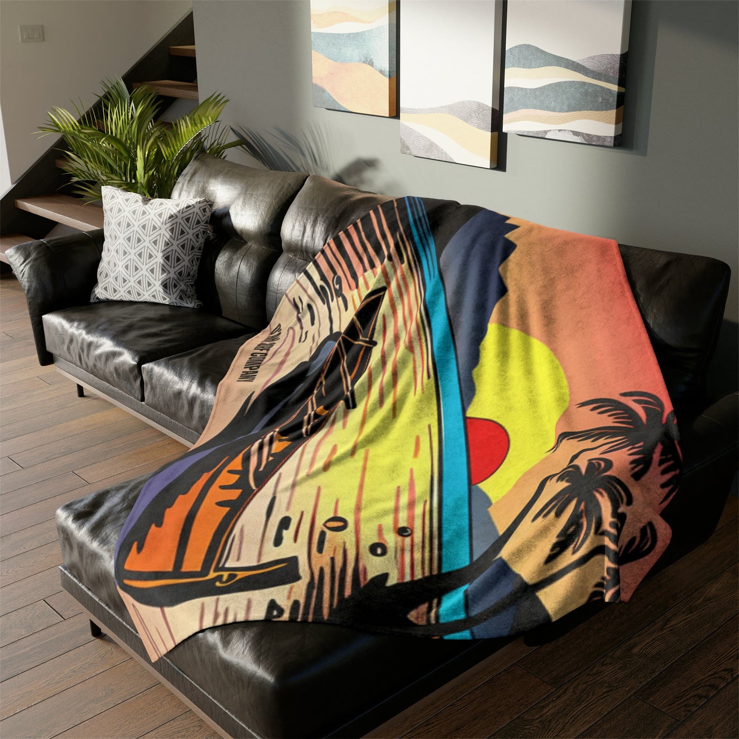 O'ahu Surf Company Canoe Blanket. Hawaii island canoe ocean paddler throw blanket. Super soft cozy throw blanket.