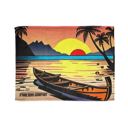 O'ahu Surf Company Canoe Blanket. Hawaii island canoe ocean paddler throw blanket. Super soft cozy throw blanket.