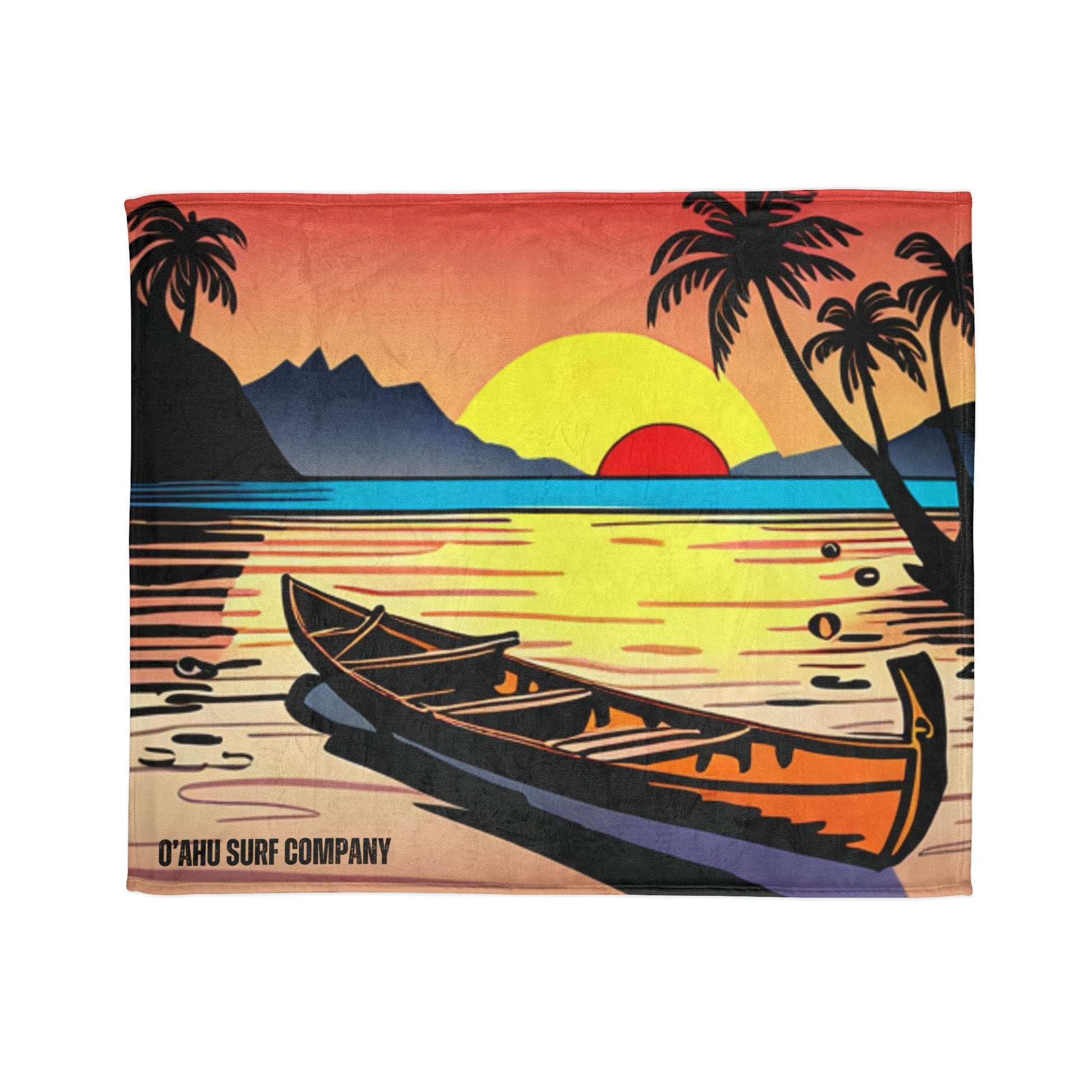 O'ahu Surf Company Canoe Blanket. Hawaii island canoe ocean paddler throw blanket. Super soft cozy throw blanket.