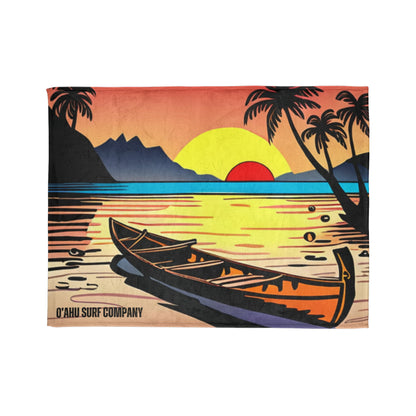 O'ahu Surf Company Canoe Blanket. Hawaii island canoe ocean paddler throw blanket. Super soft cozy throw blanket.