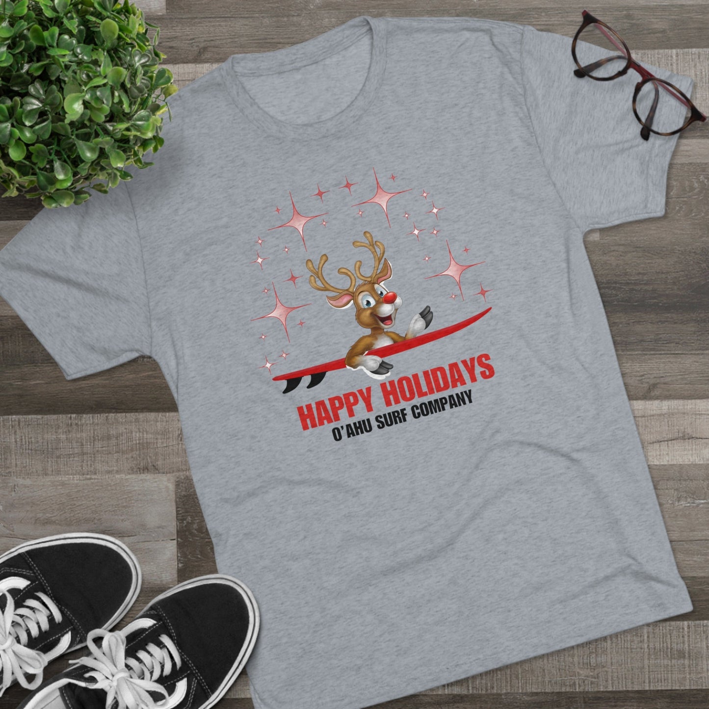 O'ahu Surf Company Happy Holiday's Reindeer T-shirt - O'ahu Surf Company