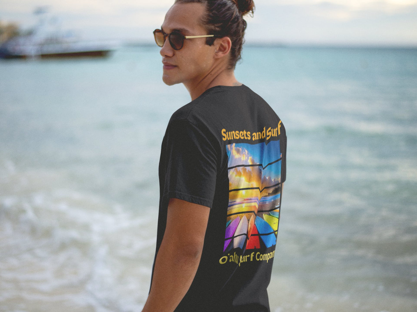 O'ahu Surf Company Hawaii Sunsets and Surfboards T-shirt - O'ahu Surf Company