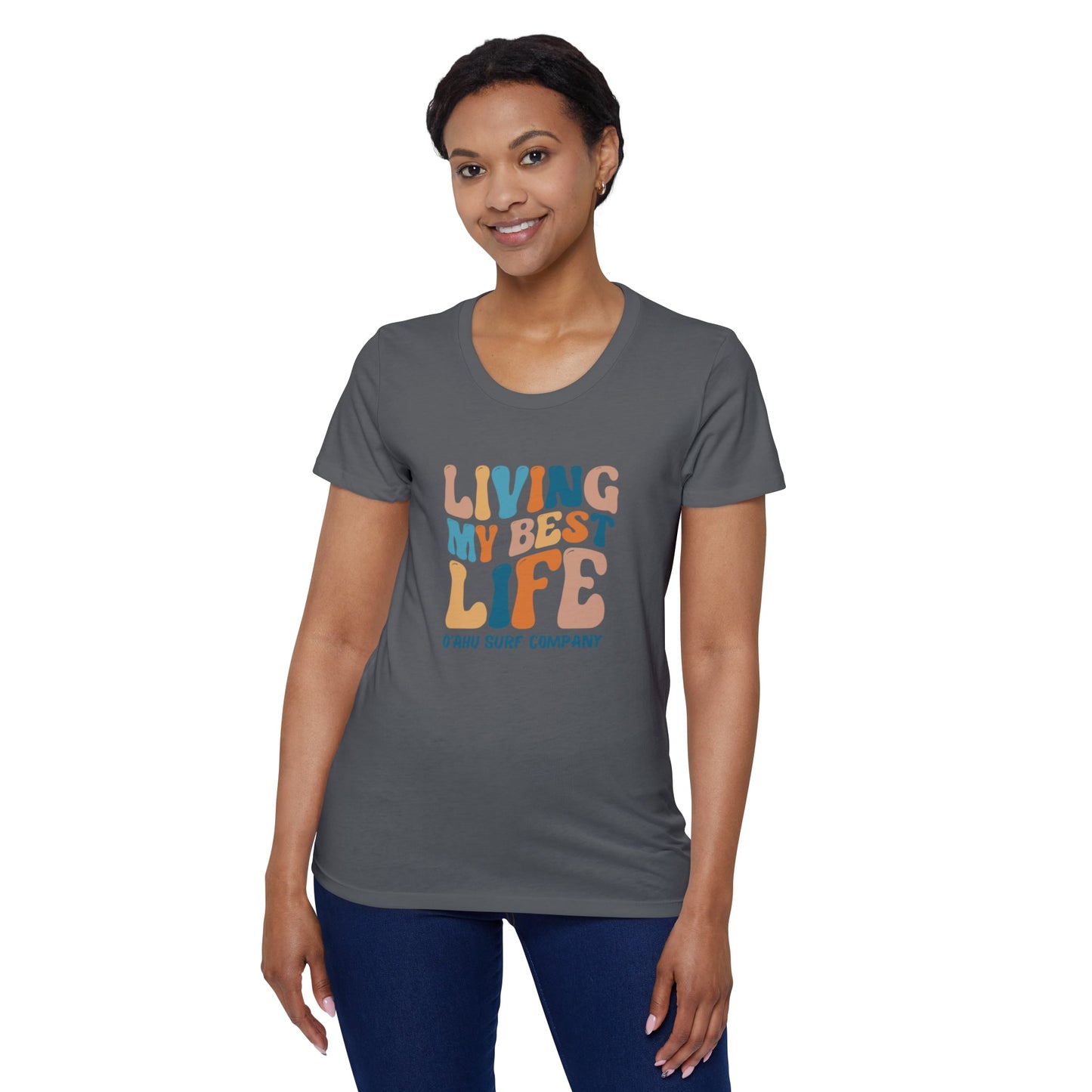 O'ahu Surf Company Hawaii Women's Living My Best Life T-Shirt - O'ahu Surf Company