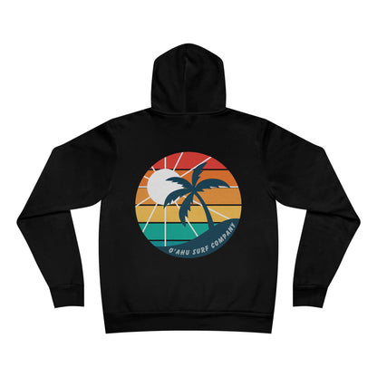 O'ahu Surf Company Island Hooded Sweatshirt Black. Logo on front. Tropical island rainbow colors on back.