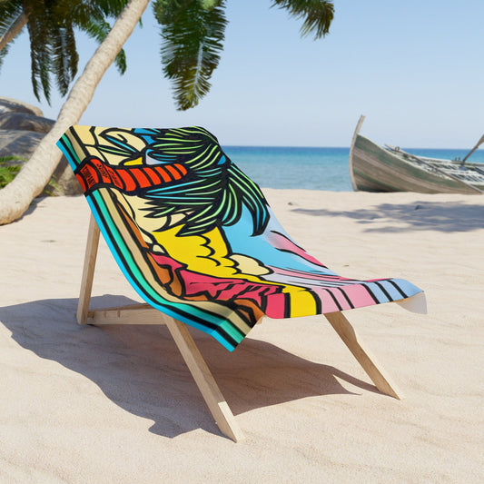 O'ahu Surf Company Palm Beach Towel. . Tropical island beach towel featuring ocean and palm tree. Soft beach towel.