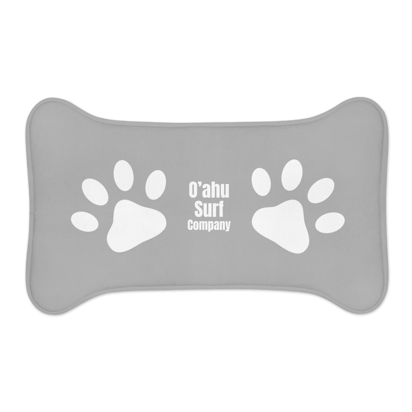 O'ahu Surf Company Paw Print Pet Food Mat - Dog and Cat Food Mat in Gray and White