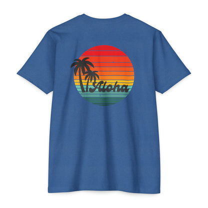 O'ahu Surf Company Retro Aloha T-shirt - O'ahu Surf Company - Heather Cool Blue - Men's Clothing - Hawaii Vintage T-shirt